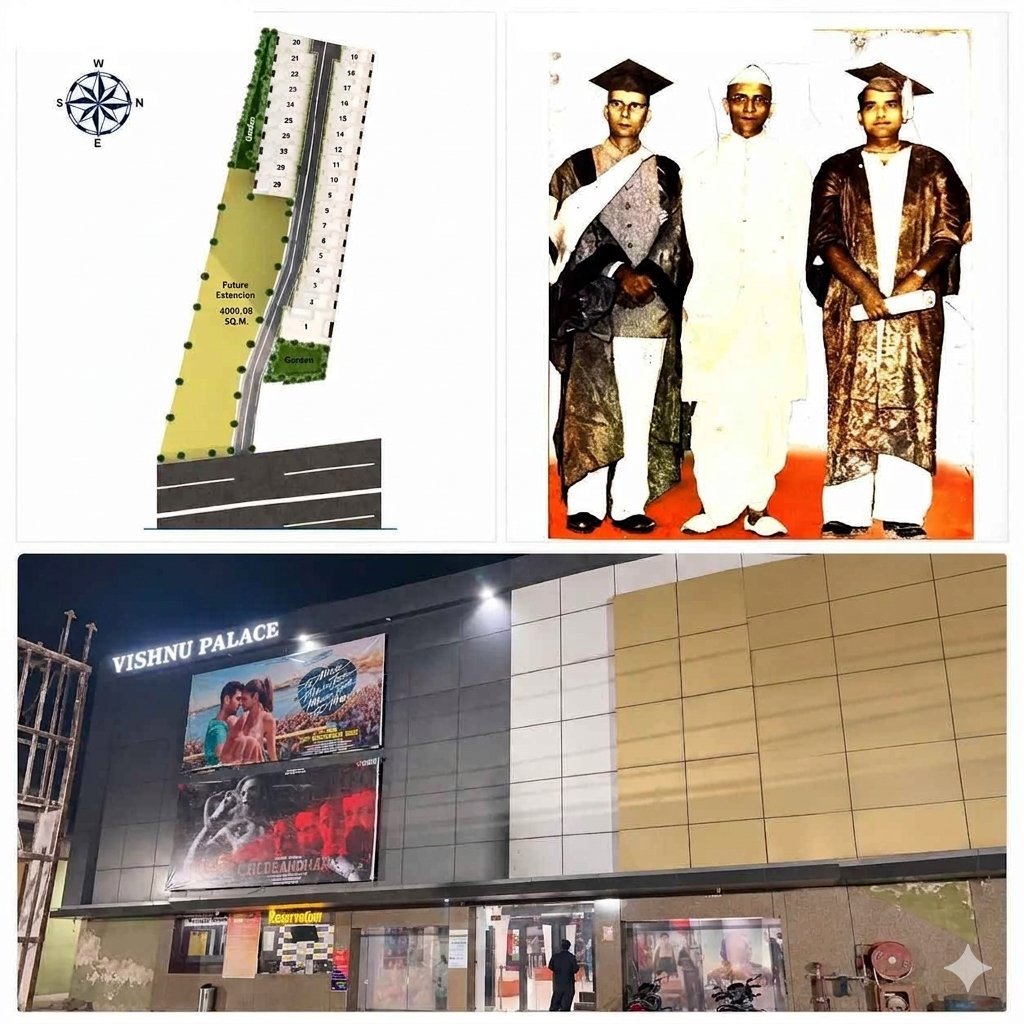Vishnu Developers & Infrastructure legacy — site plan, founders and Vishnu Palace cinema